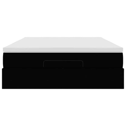 Struttura Letto Pouf con Materasso Nero 140x190 cm Similpelle