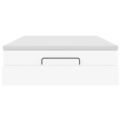 Struttura Letto Pouf con Materasso Bianco 140x190 cm Similpelle