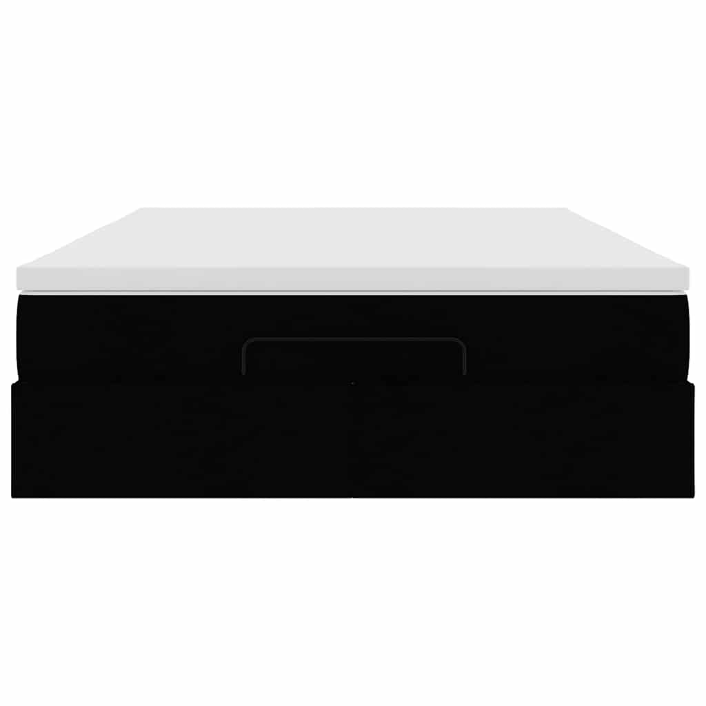 Struttura Letto Pouf con Materasso Nero 140x200 cm Similpelle - homemem39