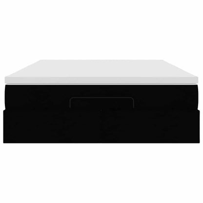 Struttura Letto Pouf con Materasso Nero 140x200 cm Similpelle - homemem39