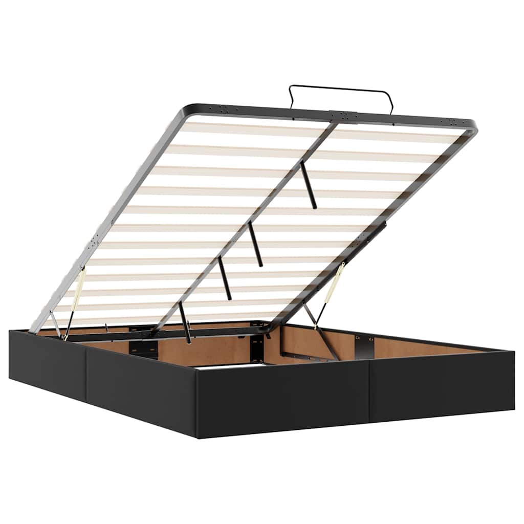 Struttura Letto Pouf con Materasso Nero 140x200 cm Similpelle - homemem39