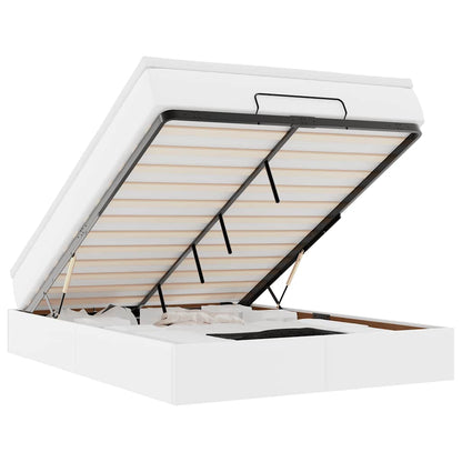 Struttura Letto Pouf con Materasso Bianco 140x200 cm Similpelle