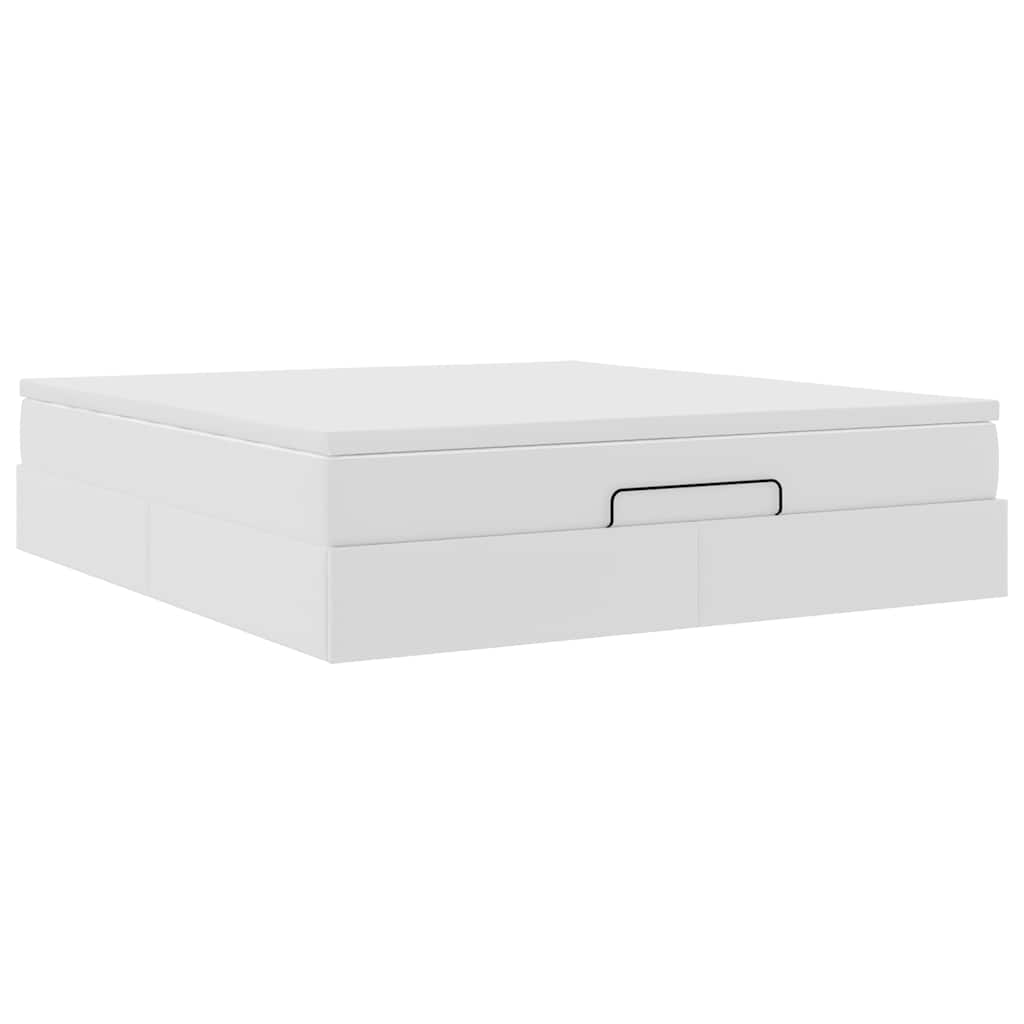 Struttura Letto Pouf con Materasso Bianco 160x200 cm Similpelle | homemem39