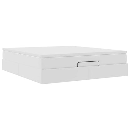 Struttura Letto Pouf con Materasso Bianco 160x200 cm Similpelle | homemem39