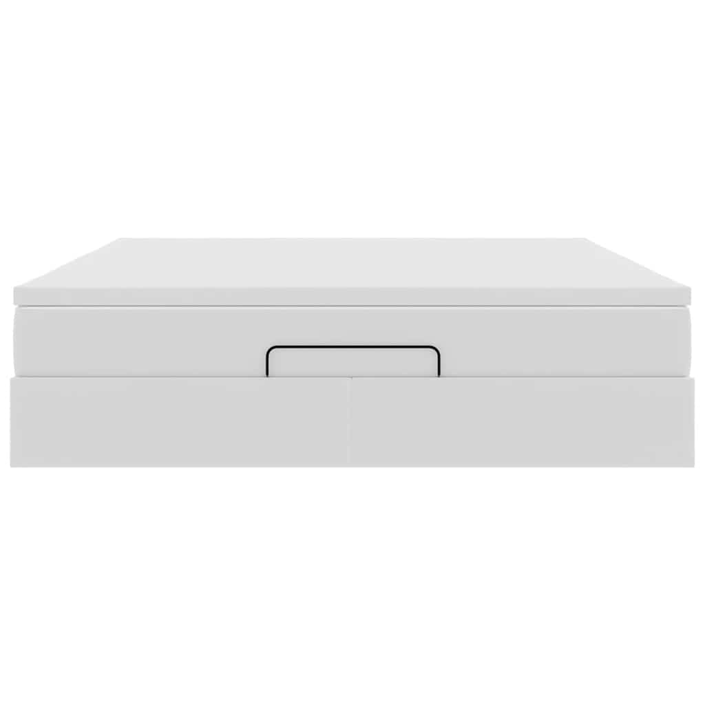 Struttura Letto Pouf con Materasso Bianco 160x200 cm Similpelle | homemem39