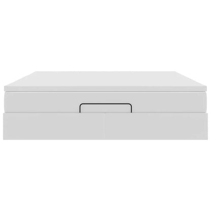 Struttura Letto Pouf con Materasso Bianco 160x200 cm Similpelle | homemem39