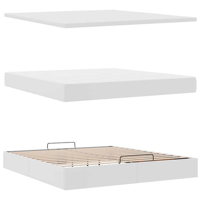 Struttura Letto Pouf con Materasso Bianco 160x200 cm Similpelle | homemem39