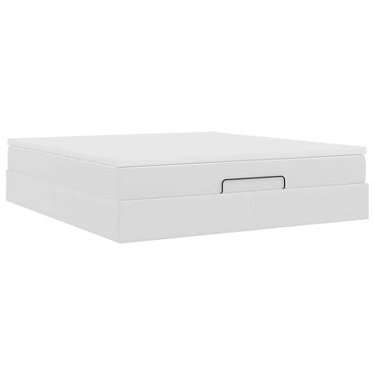 Struttura Letto Pouf con Materasso Bianco 160x200 cm Similpelle | homemem39
