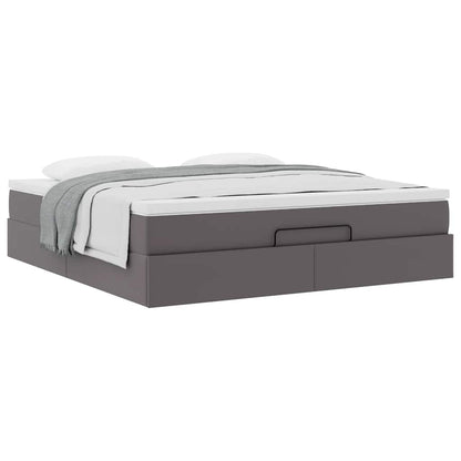 Struttura Letto Pouf con Materasso Grigio 180x200 cm Similpelle | homemem39