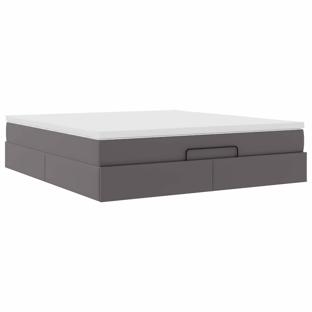 Struttura Letto Pouf con Materasso Grigio 180x200 cm Similpelle | homemem39