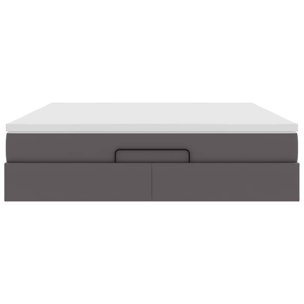 Struttura Letto Pouf con Materasso Grigio 180x200 cm Similpelle | homemem39