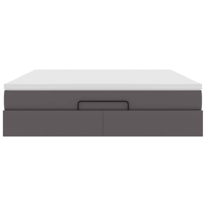 Struttura Letto Pouf con Materasso Grigio 180x200 cm Similpelle | homemem39