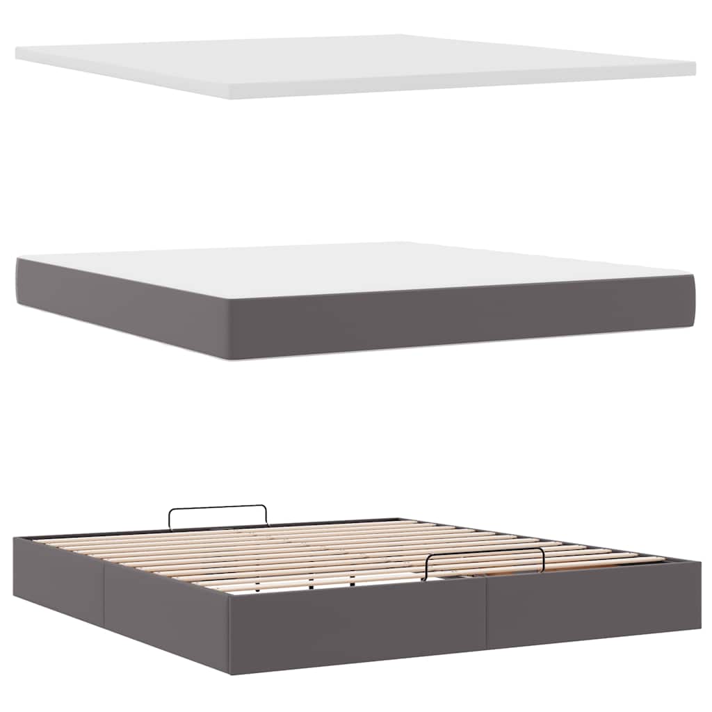 Struttura Letto Pouf con Materasso Grigio 180x200 cm Similpelle | homemem39