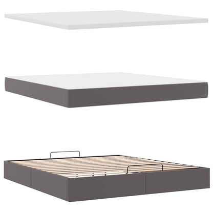 Struttura Letto Pouf con Materasso Grigio 180x200 cm Similpelle | homemem39