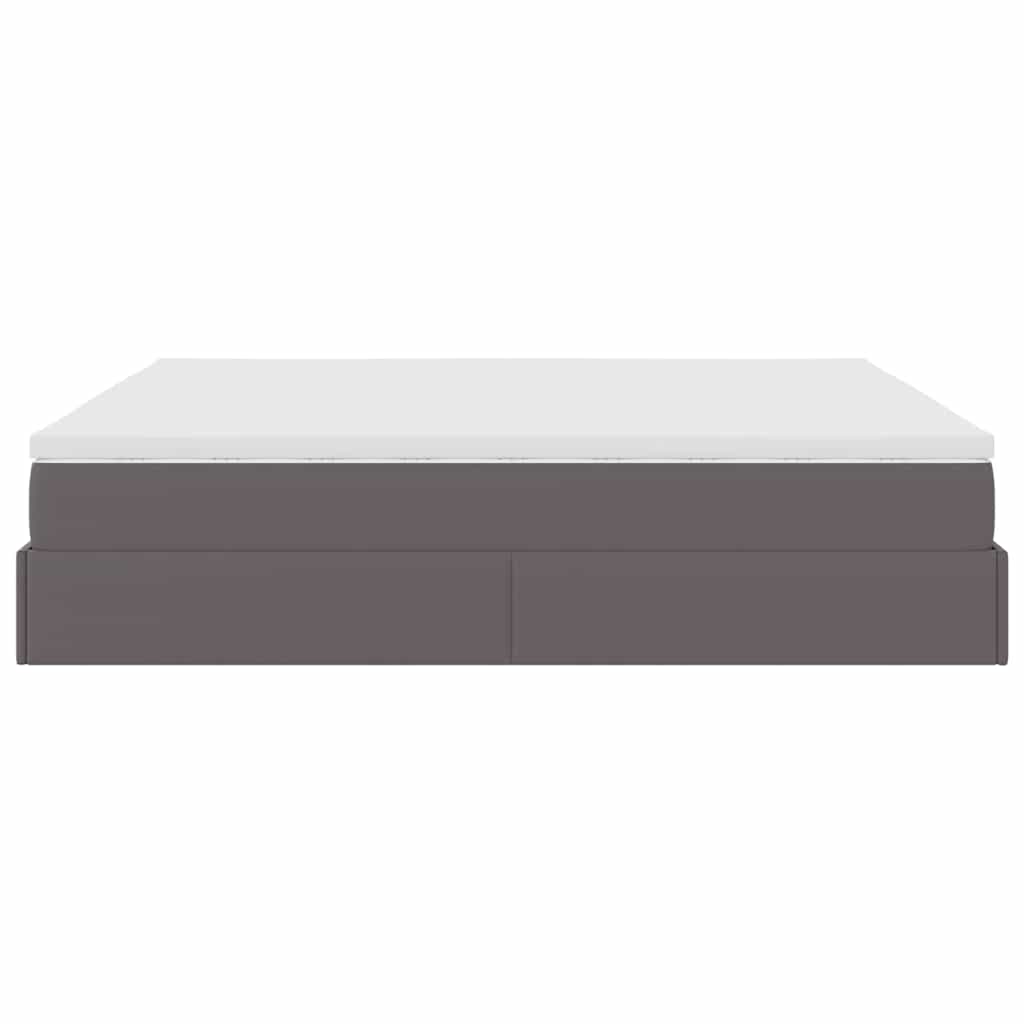 Struttura Letto Pouf con Materasso Grigio 180x200 cm Similpelle | homemem39