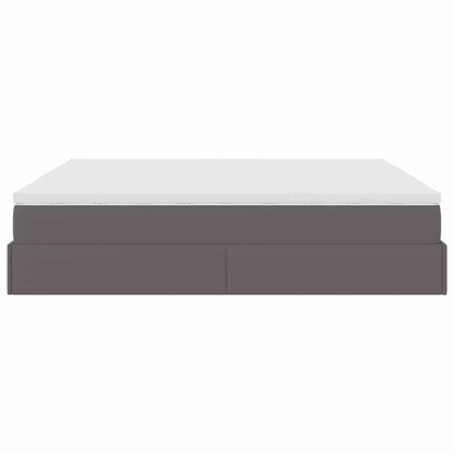 Struttura Letto Pouf con Materasso Grigio 180x200 cm Similpelle | homemem39