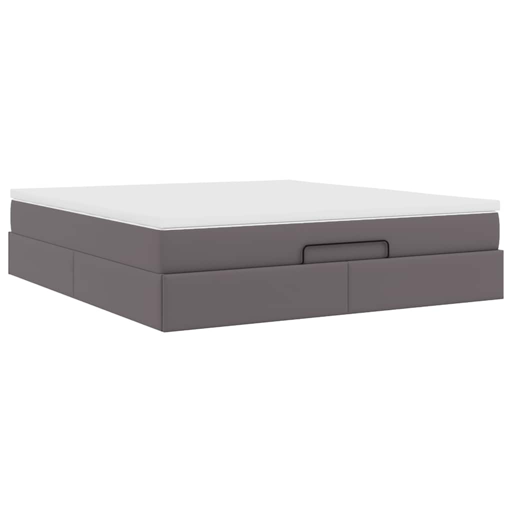 Struttura Letto Pouf con Materasso Grigio 180x200 cm Similpelle | homemem39