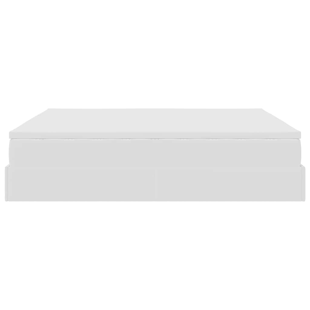 Struttura Letto Pouf con Materassi Bianco 200x200 cm Similpelle