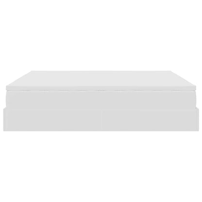 Struttura Letto Pouf con Materassi Bianco 200x200 cm Similpelle