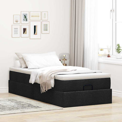 Struttura Letto Pouf con Materasso Nero 80x200 cm in Tessuto | homemem39
