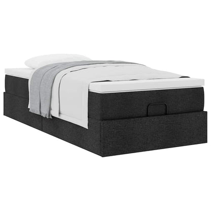 Struttura Letto Pouf con Materasso Nero 80x200 cm in Tessuto | homemem39