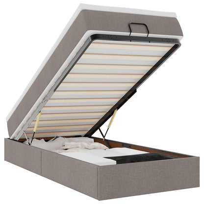 Struttura Letto Pouf con Materasso Tortora 80x200 cm in Tessuto