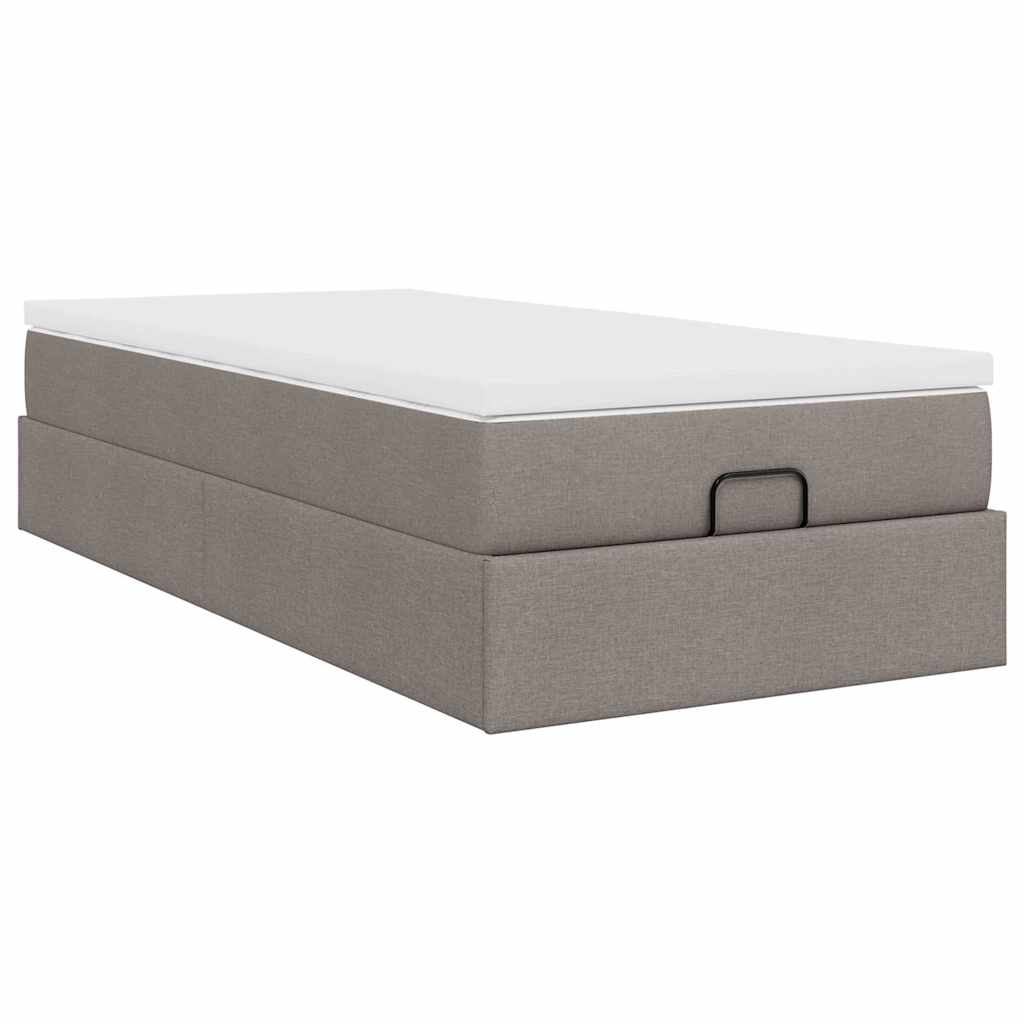 Struttura Letto Pouf con Materasso Tortora 80x200 cm in Tessuto