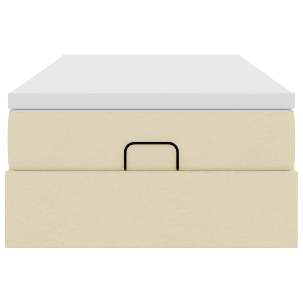 Struttura Letto Pouf con Materasso Crema 80x200 cm in Tessuto