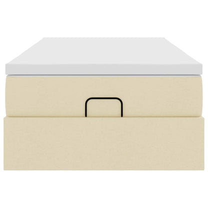 Struttura Letto Pouf con Materasso Crema 80x200 cm in Tessuto