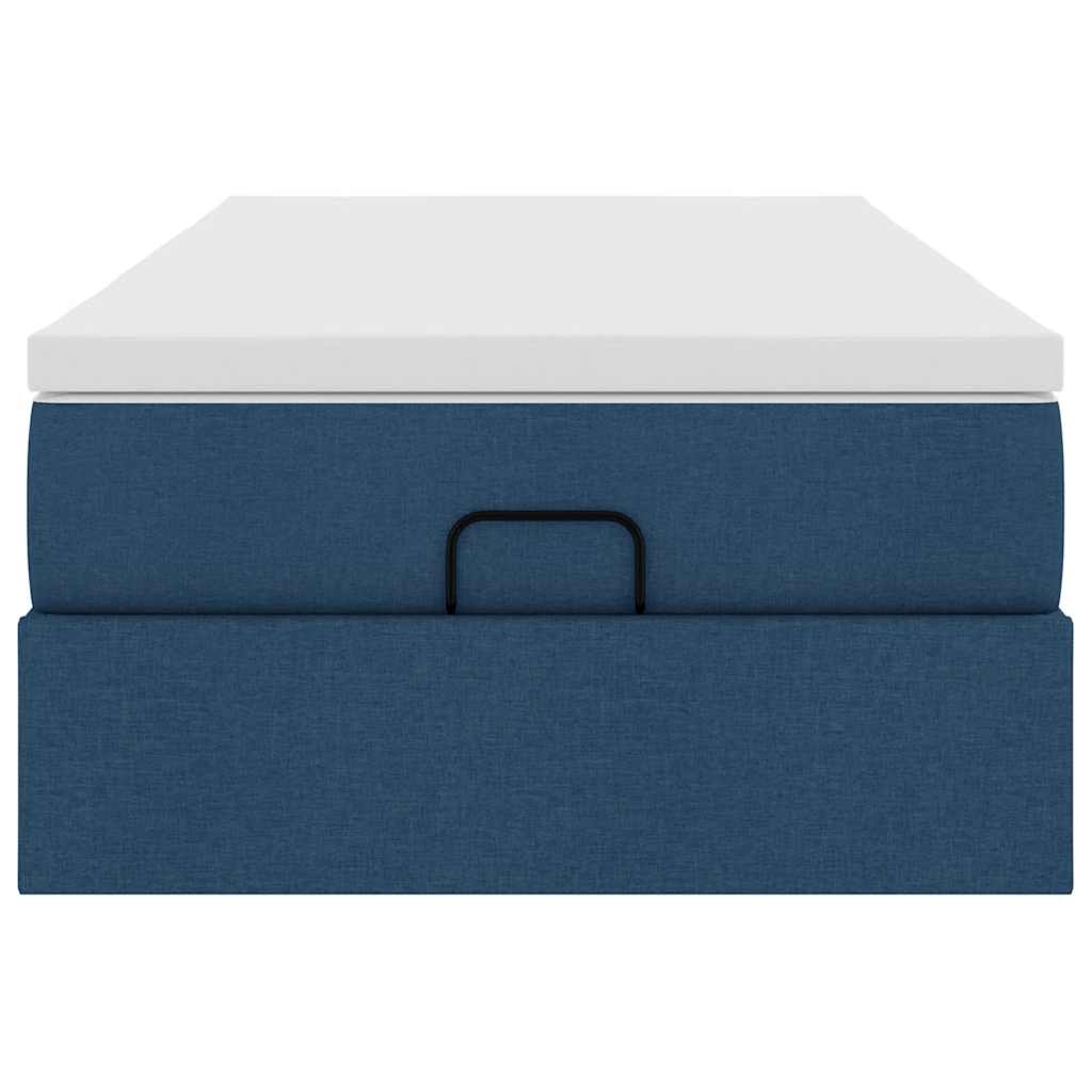 Struttura Letto Pouf con Materasso Blu 80x200 cm in Tessuto