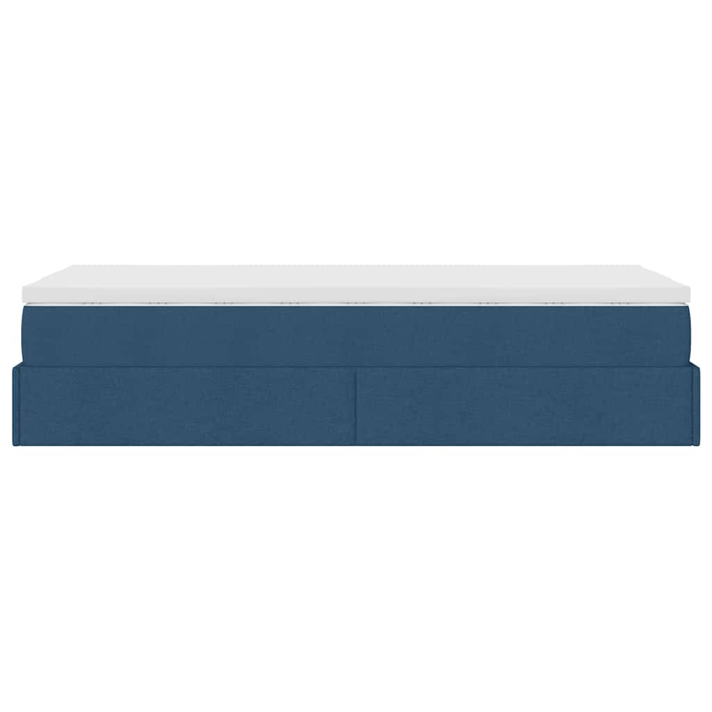 Struttura Letto Pouf con Materasso Blu 80x200 cm in Tessuto