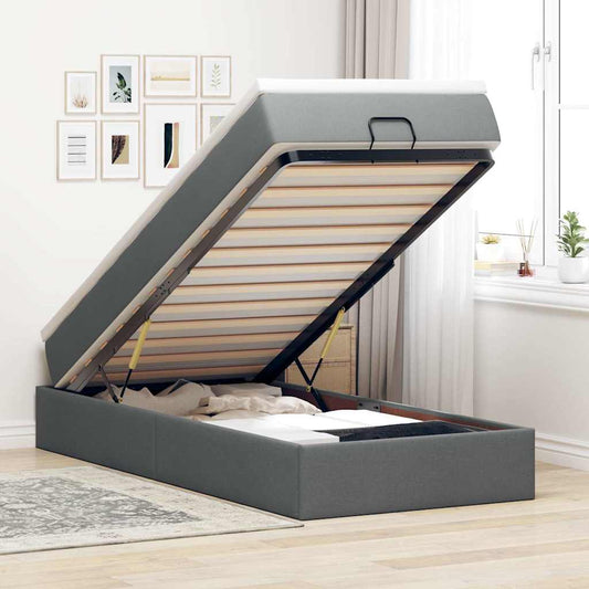 Struttura Letto Pouf con Materasso 90x190 cm in Tessuto | homemem39