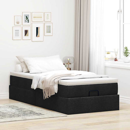 Struttura Letto Pouf con Materasso Nero 90x190 cm in Tessuto | homemem39