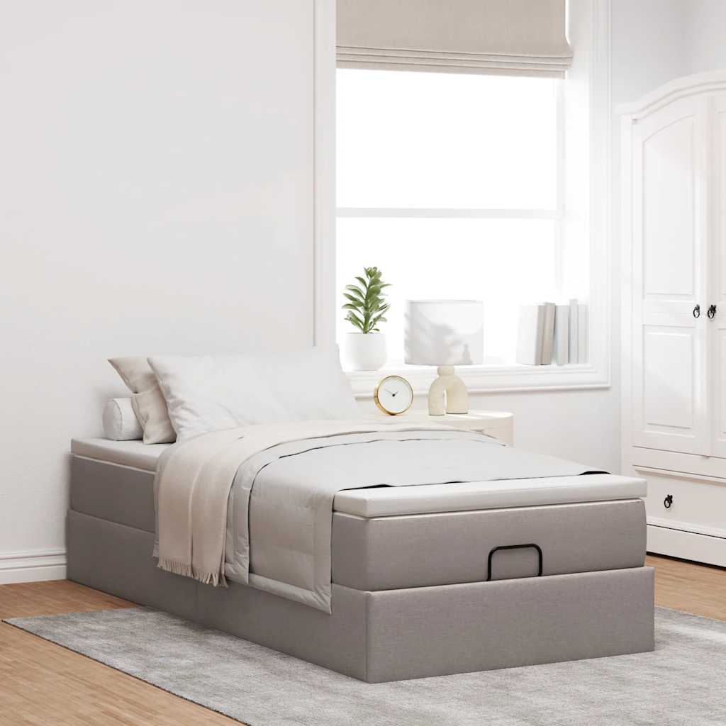 Struttura Letto Pouf con Materasso Tortora 90x190 cm in Tessuto | homemem39