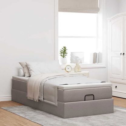 Struttura Letto Pouf con Materasso Tortora 90x190 cm in Tessuto | homemem39