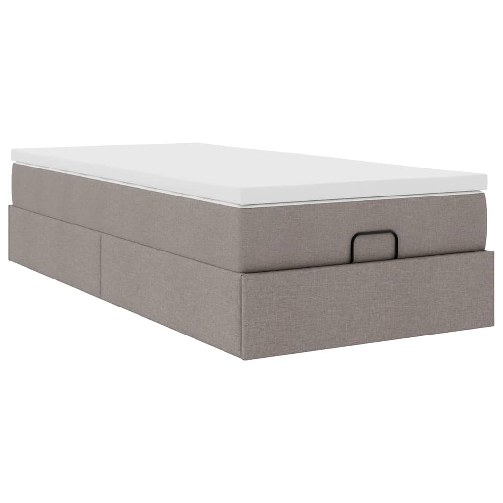 Struttura Letto Pouf con Materasso Tortora 90x190 cm in Tessuto | homemem39