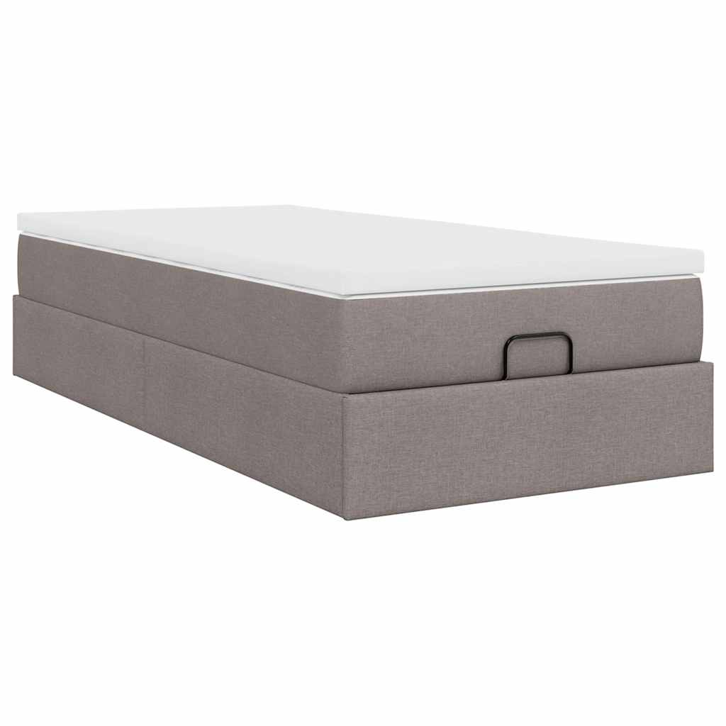 Struttura Letto Pouf con Materasso Tortora 90x190 cm in Tessuto | homemem39