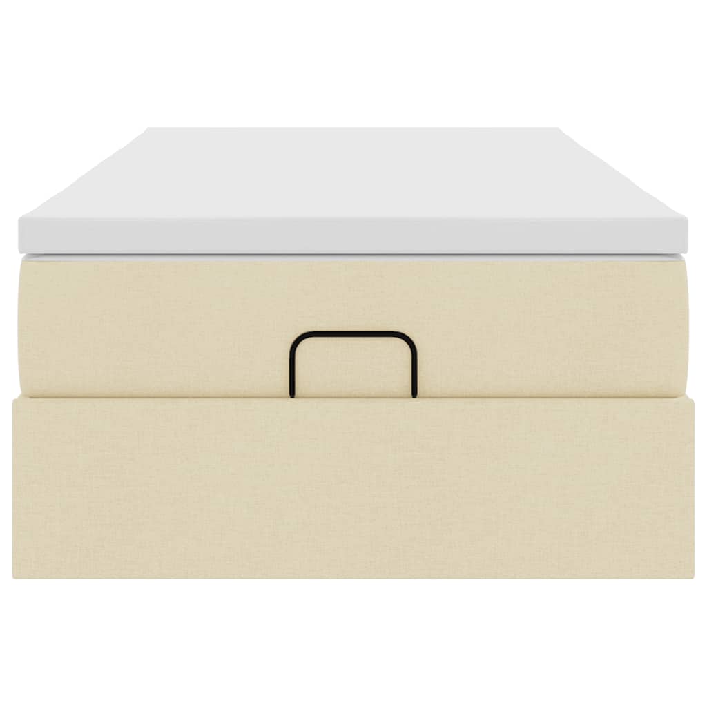 Struttura Letto Pouf con Materasso Crema 90x190 cm in Tessuto
