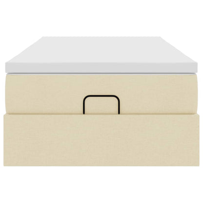 Struttura Letto Pouf con Materasso Crema 90x190 cm in Tessuto