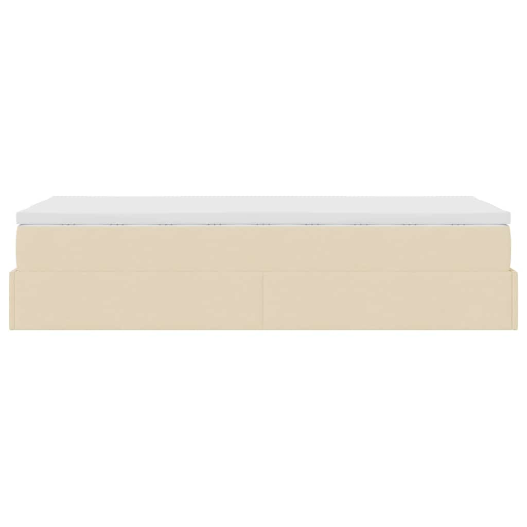 Struttura Letto Pouf con Materasso Crema 90x190 cm in Tessuto
