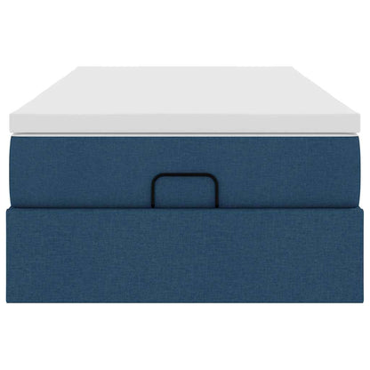 Struttura Letto Pouf con Materasso Blu 90x190 cm in Tessuto | homemem39