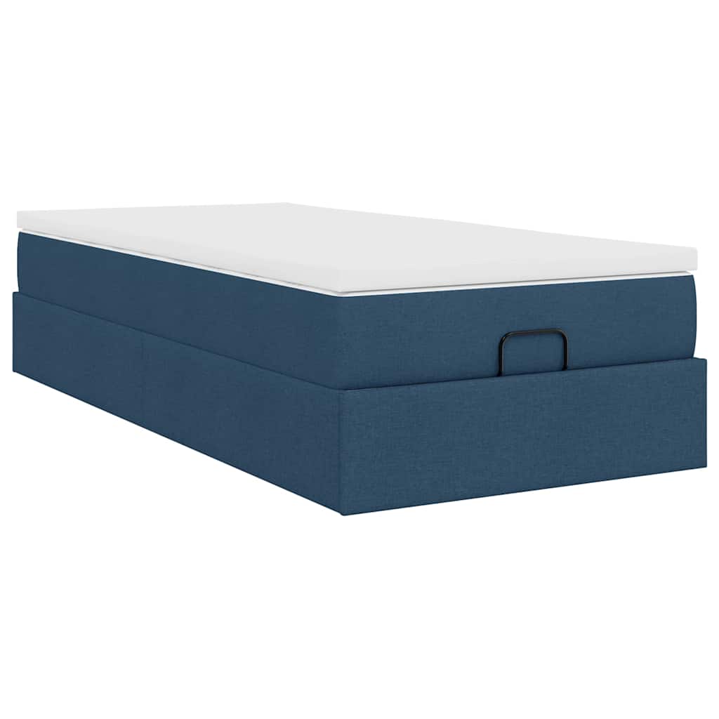 Struttura Letto Pouf con Materasso Blu 90x190 cm in Tessuto | homemem39