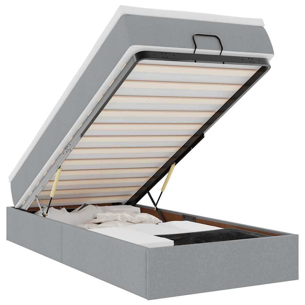 Struttura Letto Pouf con Materasso 90x200 cm in Tessuto - homemem39