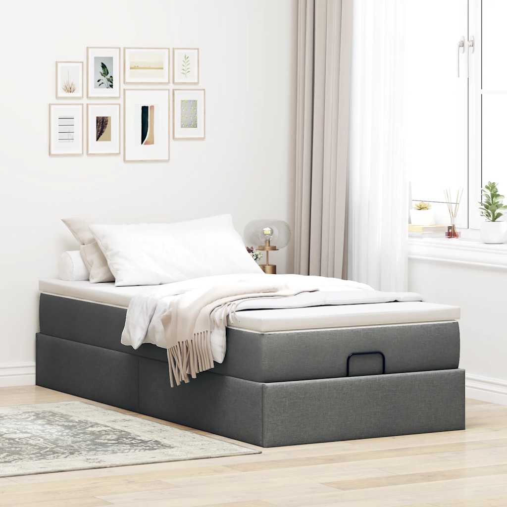 Struttura Letto Pouf con Materasso 90x200 cm in Tessuto - homemem39