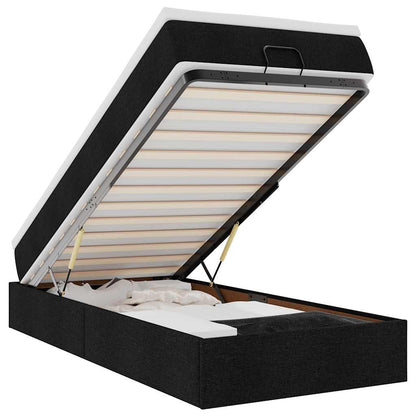 Struttura Letto Pouf con Materasso Nero 90x200 cm in Tessuto - homemem39