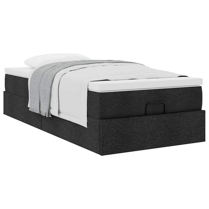 Struttura Letto Pouf con Materasso Nero 90x200 cm in Tessuto - homemem39