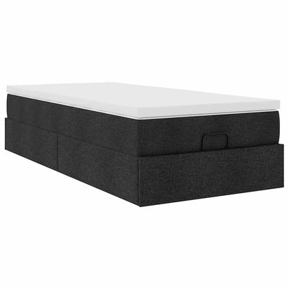 Struttura Letto Pouf con Materasso Nero 90x200 cm in Tessuto - homemem39