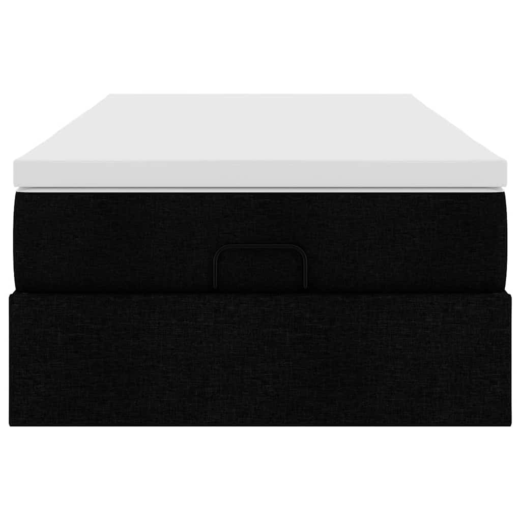 Struttura Letto Pouf con Materasso Nero 90x200 cm in Tessuto - homemem39