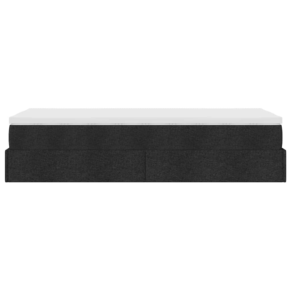 Struttura Letto Pouf con Materasso Nero 90x200 cm in Tessuto - homemem39