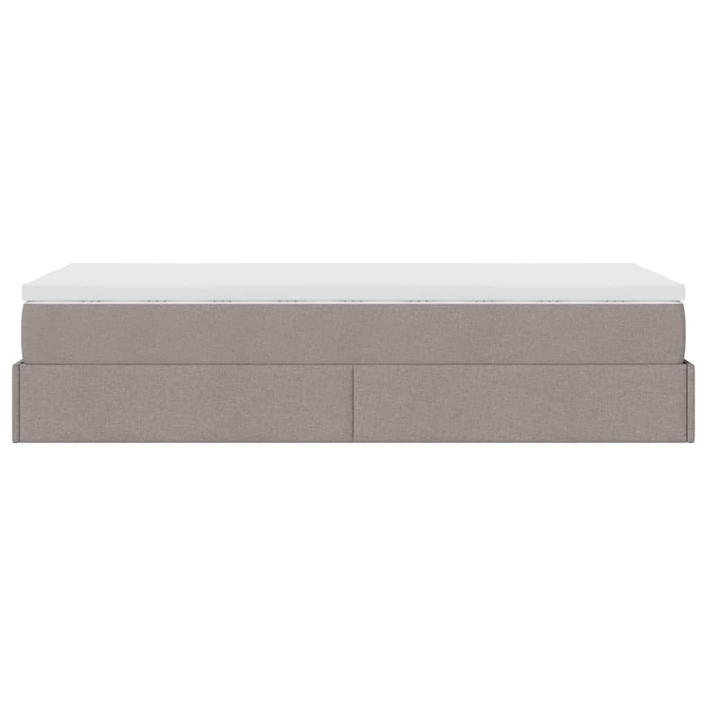 Struttura Letto Pouf con Materasso Tortora 90x200 cm in Tessuto